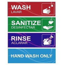 4 Pack Wash Rinse Sanitize Sink Labels, Waterproof Sticker Signs Perfect for 3 C