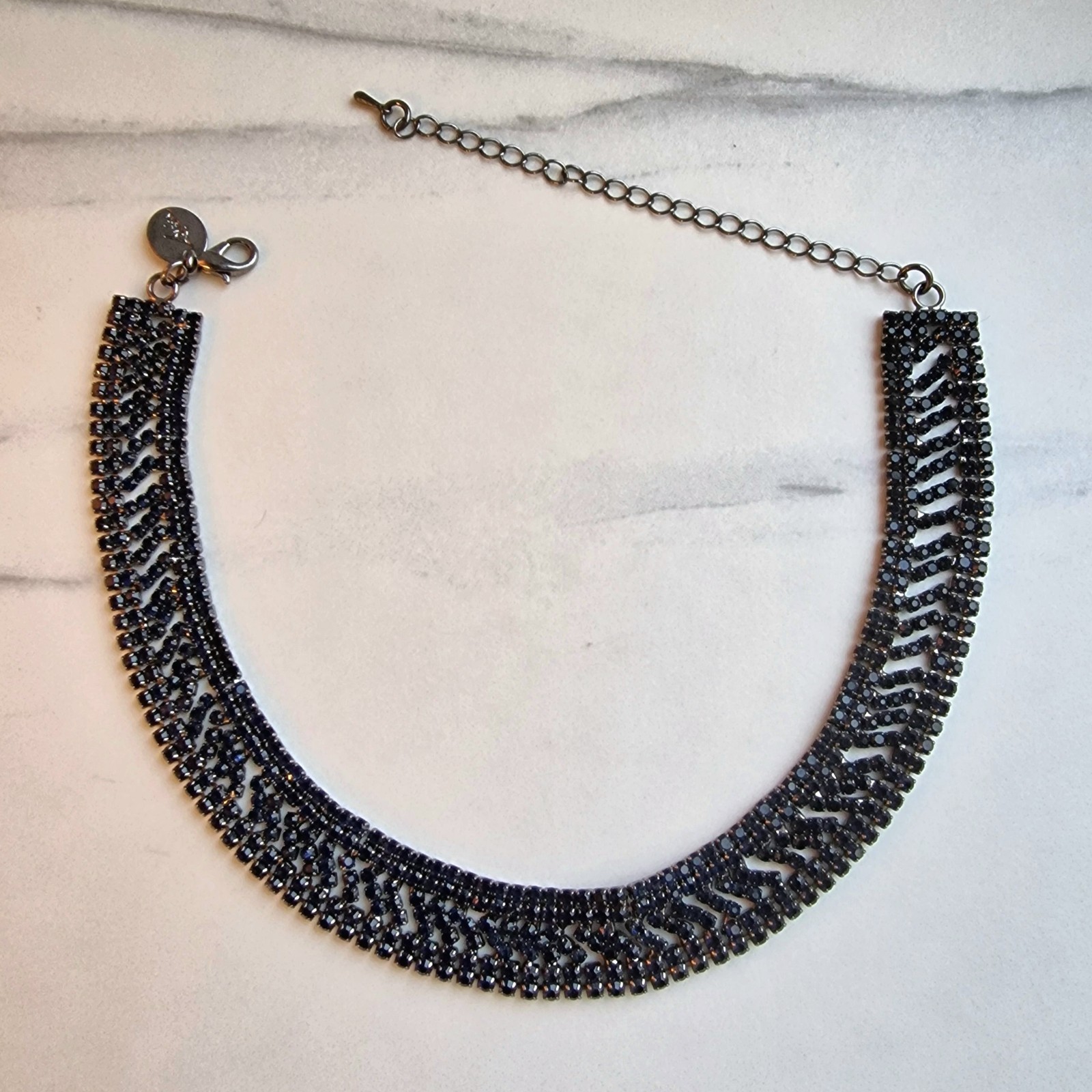 Lovisa Black Crystal Diamanté Choker Necklace 30-40cm Costume Jewellery