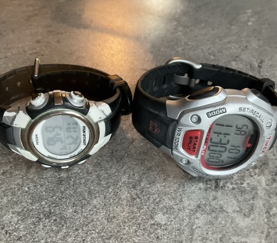 Pair Of Timex Digital Watches One Mens One Womens Both Run Great Bin I