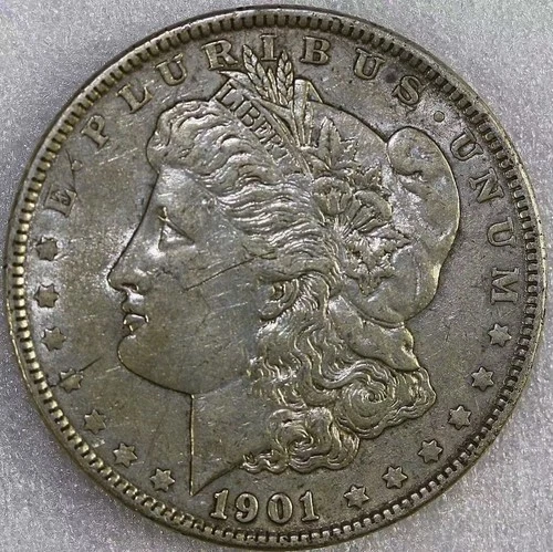 1901 Morgan Silver Dollar  AU Details SCRATCHS
