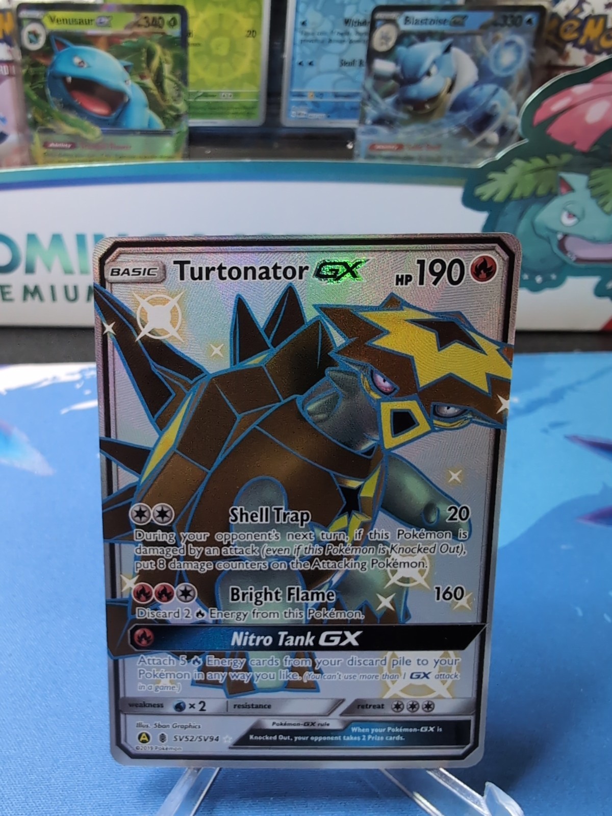 Turtonator GX - SV52/SV94 - Pokemon Hidden Fates Sun & Moon Shiny Rare Card NM