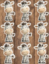 Cute Storybook Zebra Die Cut Vinyl Stickers Set Scrapbooking Laptop Waterbottle