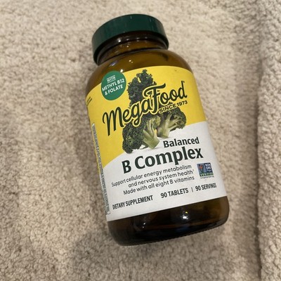 MegaFood Balanced B Complex 90 Tablets Dairy-Free, Gluten-Free, Vegan. Exp 1/28