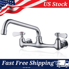 Commercial 8" Center Set Wall-Mounted Kitchen Faucet with 8" Swivel Spout