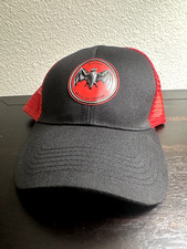 Vintage Bacardi Hat Cap Snapback Trucker Alcohol Drinking Red Black Bat Logo