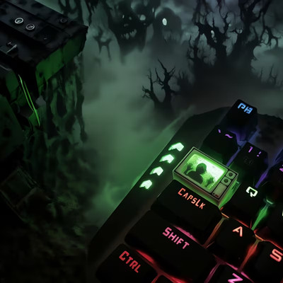 Custom Haunted Retro TV Tab Keycap for Mechanical Cherry MX Keyboard Switch Use