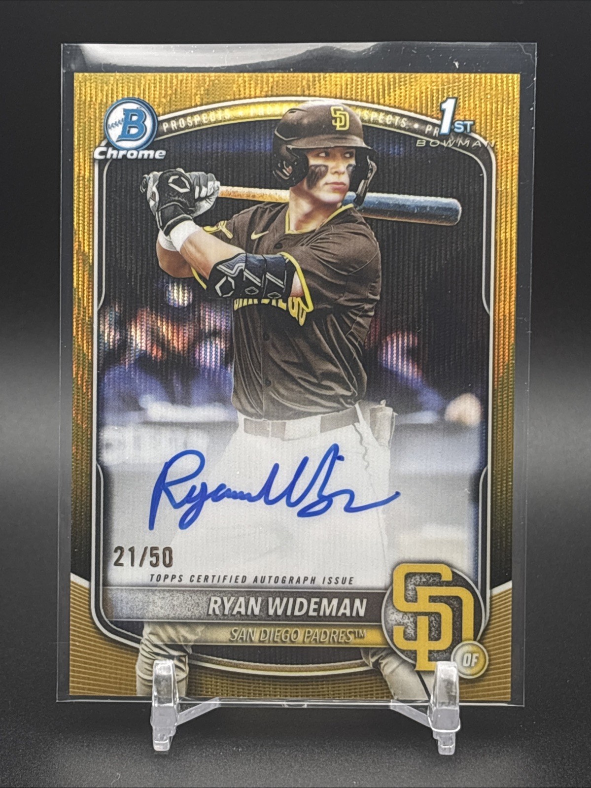 2025 Bowman Draft Chrome Prospect Auto Gold Wave /50 Ryan Wideman Padres CPA-RW