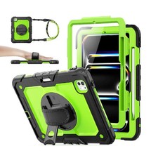 iPad Pro 11 Inch M5/M4 Rugged Case with Adjustable Hand Strap - Green