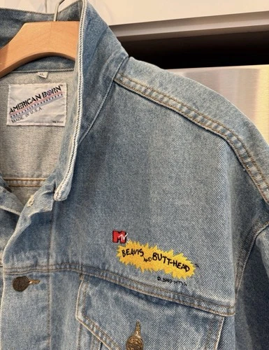 American Born MTV Beavis and Butt-Head Embroidered Denim Trucker Jacket XL image 5