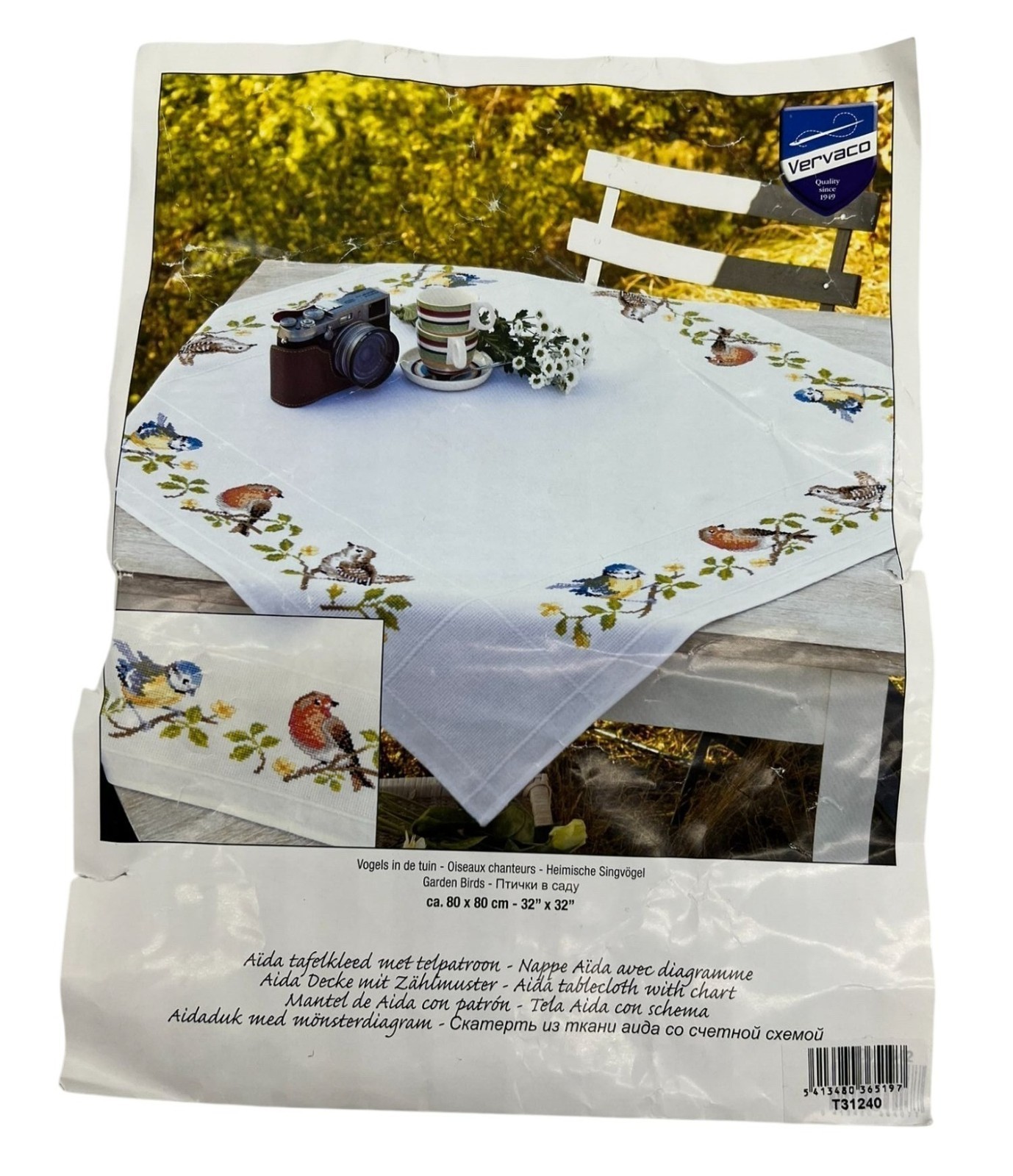 Vervaco Garden Birds Aida Tablecloth Counted Cross-stitch Kit DIY Unfinished
