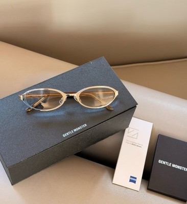Gentle Monster Gold Sunglasses Oval Metal Frame Eyeglasses Tinted Lenses Auth