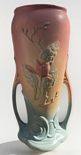 Hull Pottery Magnolia Vase Double Handled Floor Vase #20-15 - Mint Condition Tag