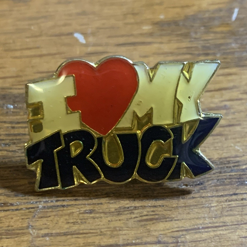 I Love My Truck Gold Tone Enamel Lapel Pinback Pin w/ Red Heart