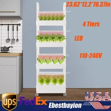 Hydroponic Site Grow Kit Hydroponics System 4-layer 56 Plant Sites with LED New