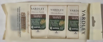 64 Total Wipes Yardley London On The Go Aloe Vera Chamomile Vitamin E for Face