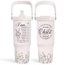 Christian Tumbler with Handle 30oz, Religious Gifts for Women, Stainless Stee...