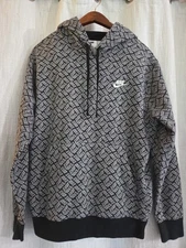 Nike NSW Sports Essentials AOP Fleece Hoodie Black DM6911-010 Men’s Sz Small