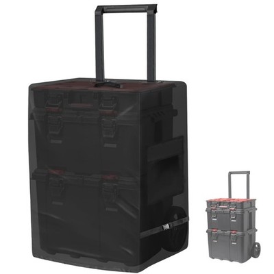 Andacar Tool Box Cover for Keter Stack-n-Roll 21.6''LÃ 17.7''WÃ 27.6''H, Black