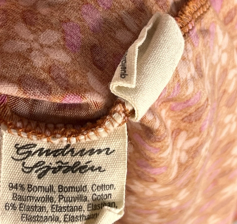 GUDRUN SJODEN Women's Orange Floral Cotton Stretch Shift Pocket Dress Large - Image 4 of 4