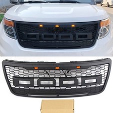 Black Front Grille Fits For 2011 - 2015 Ford Explorer Upper Bumper Grill Wlight Black Front Grille Fits For 2011 - 2015 Ford Explorer Upper Bumper Grill Wlight