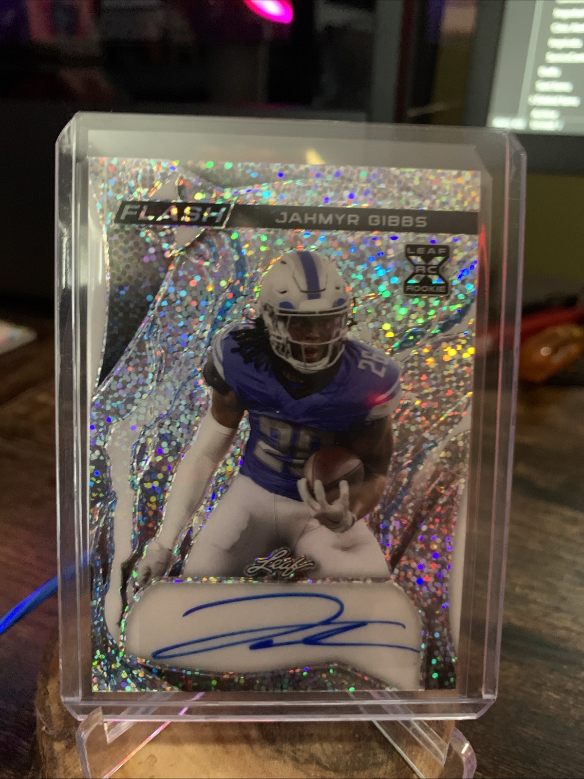 Jahmyr Gibbs Leaf Eclectic Flash Autographs #FAJG1 Blue Wave