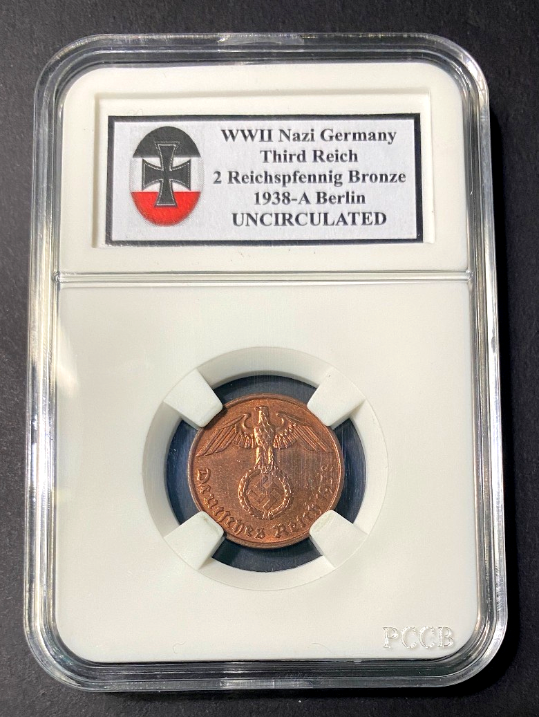 REIchan ページ☆。.:＊・゜ WWII Nazi Germany Third Reich 2 Reichspfennig 1938-A Berlin Bronze