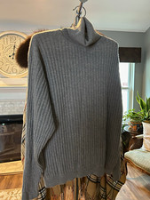 Forte Cashmere Women s Gray Ribbed Turtleneck...