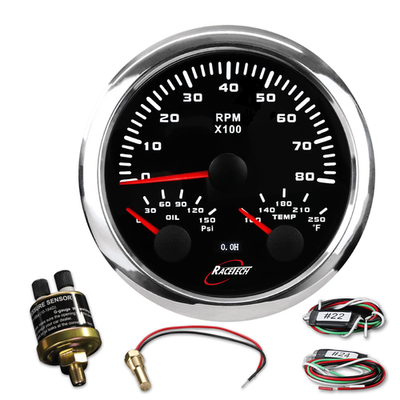 #ad RACETECH 3 3 8quot; 85mm 3in1 Tachometer 8000RPM Oil Pressure Water Temp Gauge $129.99