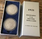 1921 U.S. Silver Dollar $1 Coin Set, 2 Coins, 1.5 Troy Oz. Silver