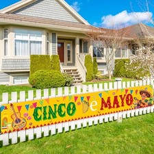 Cinco De Mayo Banner, Large 5 De Mayo Decorations Banner, Mexican Fiesta Cinc...