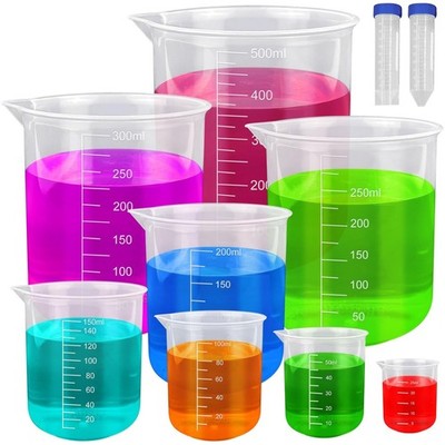 Messbecher Set Labor Kunststoff 25ml 50ml 100ml 150ml 200ml 250ml 300ml 500ml