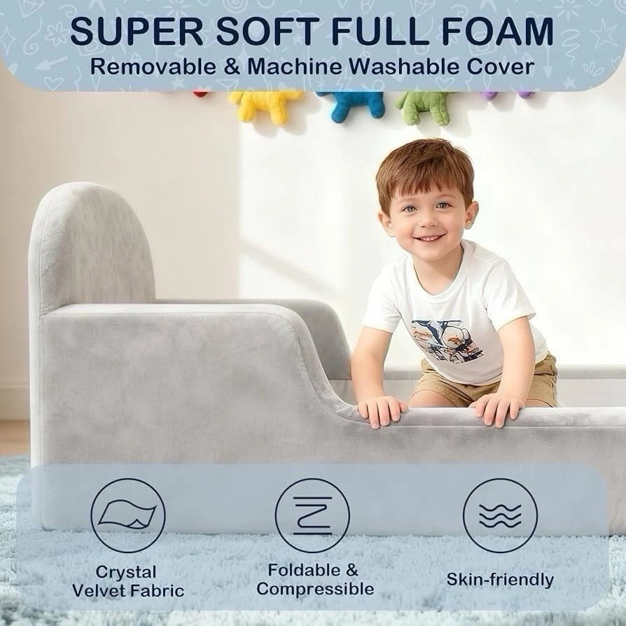 Cama de piso para niños pequeños laapee, no necesita montaje - cama para niños de espuma completa súper suave  Foto 4 de 4