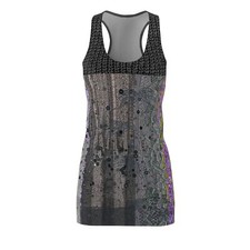 Brown Shabby T-shirt Stylish Racerback Dress, Casual Dress