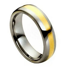 Tungsten Ring High Polished Yellow Gold IP Plated Center – 6mm