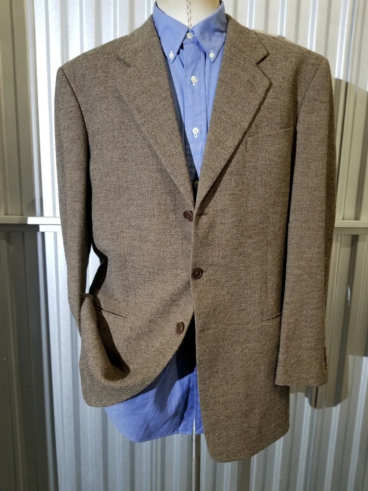 Chaqueta Blazer Abrigo Deportivo Vintage 42L Armani COLEZIONI Punto Marrón Nubby Tweed Foto 2 de 4