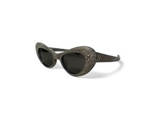 Vintage 1950s Swank Cat Eye Sunglasses Gray Brown Wood Grain Frame Italy 46-22