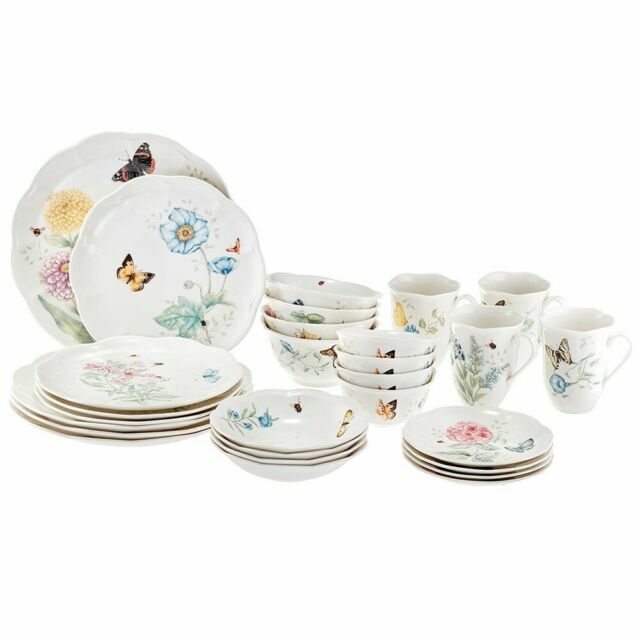 Lenox Butterfly Meadow Porcelain 28-Piece Dinnerware Set, Di