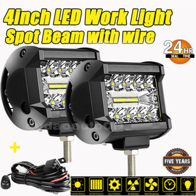 4" LED Work Light Bar Pods Flood Spot Combo Fog Driving Kit ATV Offroad ...