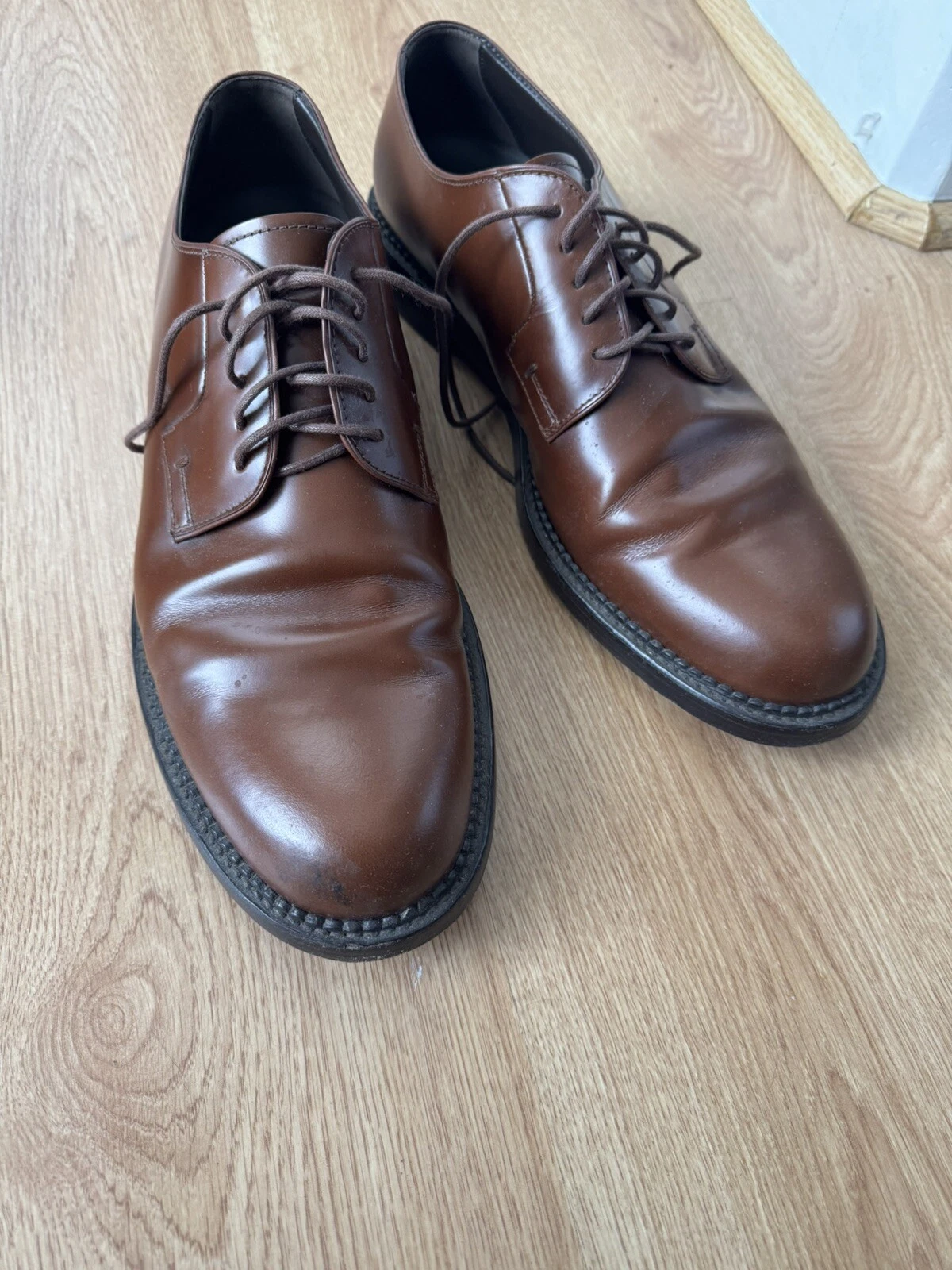 TOD’S TOD'S scarpe uomo marrone scuro pelle fine stringate Derby