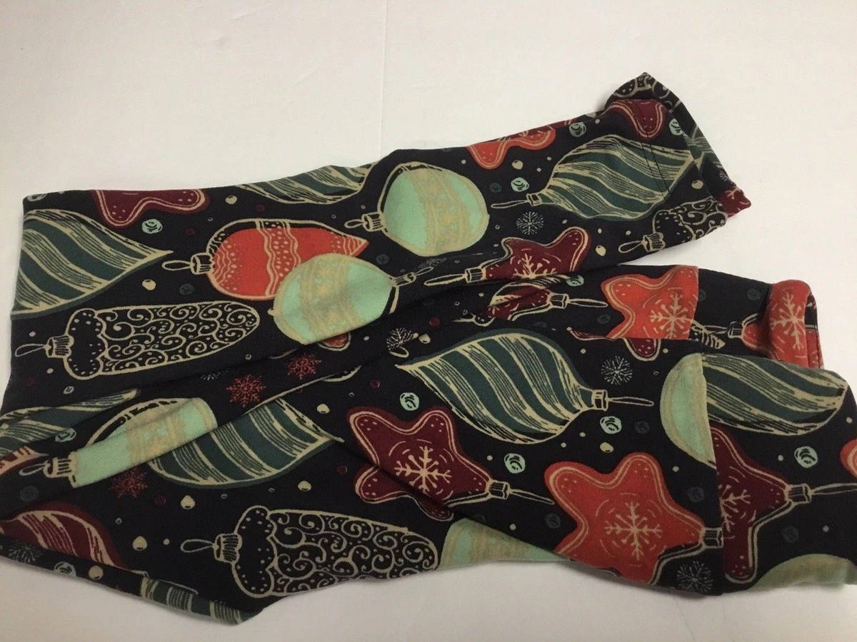 LuLaRoe Kids S M Leggings Christmas Merry Bright Holiday 2018 Black Ornaments