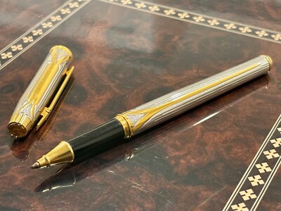 Vintage Elysee Bi-Color Parthenon Rollerball Pen Gold Trim