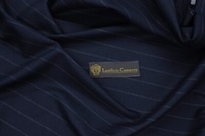 Lanificio Campore Navy pinstripe Suiting fabric superfine Italian wool blend