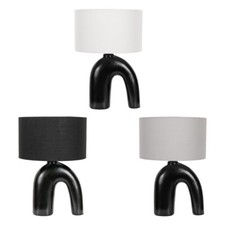Lia Black Abstract Arch Ceramic Table Lamp Fabric Drum Lampshade Bedroom Light