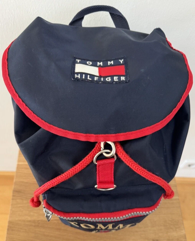 TOMMY HILFIGER Rucksack blau - rot Vintage orig 90er Wappen Logo sehr selten Top