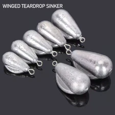 Sea Fishing Offshore Lead Sinker Weights Long Casting Tear Drop Shot with Winged