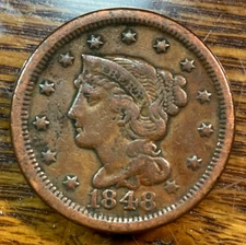 1848 Large Cent Original VF+ Well Below Greysheet CHRC