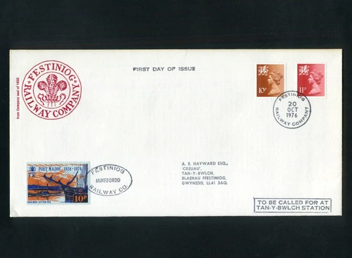 GB FESTINIOG RAILWAY FDC 1976 20th Oct Machins Wales 10p,11p Festiniog  s6y++++X