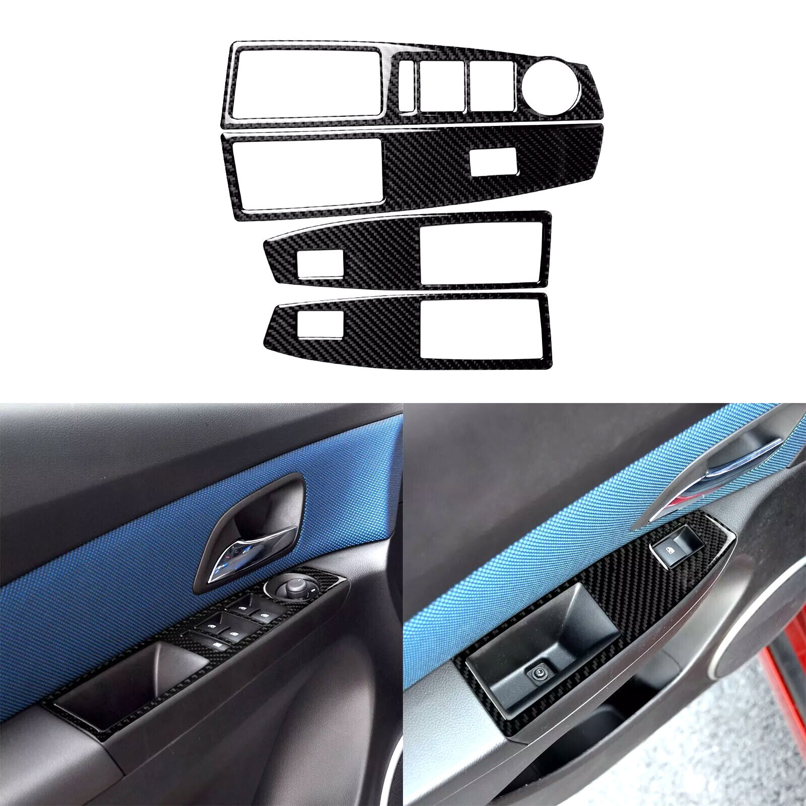 Real Carbon Fiber Window Lift Switch Panel Cover Trim For Chevrolet Cruze 09-15
