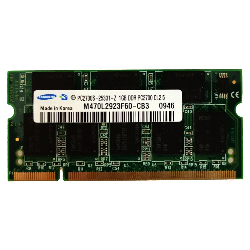 Original Samsung 1GB DDR PC2700S-25331 Sodimm 333MHz Memory RAM M470L2923DV0-CB3 - Image 3 of 4