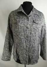 Chico's Womens 2 / L / 12 Silver Floral Long Sleeve Jacket Blazer Button Down L